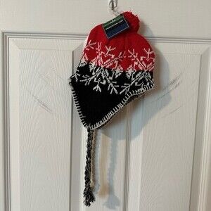 Kids Peruvian Winter Hat Red & White